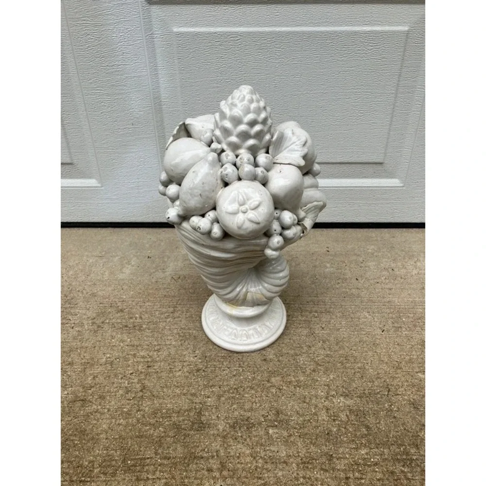 VTG 1960s Italian Majolica Cornucopia Fruit Basket Ceramicware
